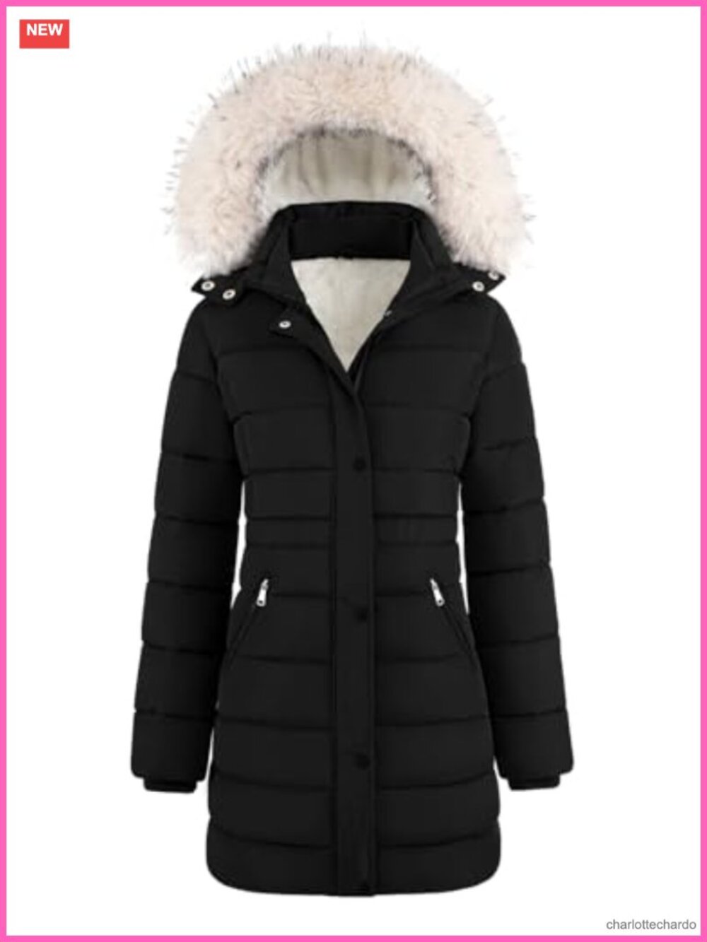 Women's Winter Thicken Fleece Lined Puffer Coat Long Snow Jacket